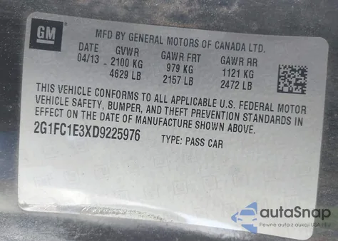 2013 Chevrolet Camaro 2Lt z USA, uszkodzony, nr VIN 2G1FC1E3XD9225976